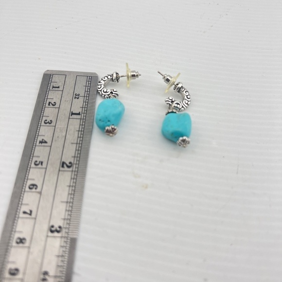 Vintage Signed Brighton Persiana Turquoise Crystal Gray Pearl Long Necklace set. - Picture 6 of 11